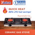 Astron Maxheat 2 burner Ceramic Gas Stove - Save 40% on LPG gas bills