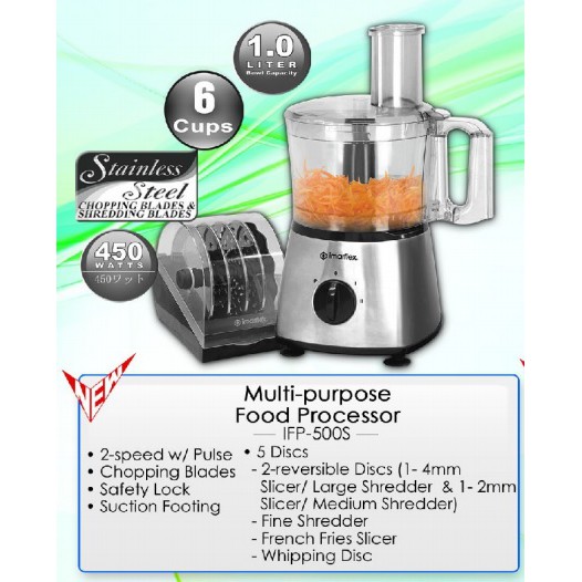 Imarflex Multi Purpose Food Processor with Food Grade Blades