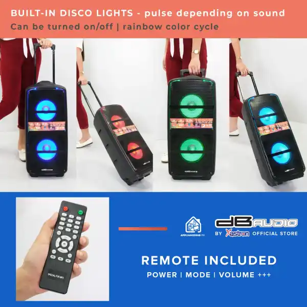 DB Audio VERSABOX-08 Portable Mobile Trolley Bluetooth Speaker (1000W) (2 FREE Mics) (8" Woofer x 2) outdoor speaker speaker for karaoke rechargeable - Image 3
