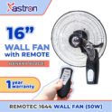 Astron 16 inch wall fan with wireless Remote Control